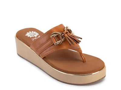 Yellow Box Geri Wedge Sandal In Tan