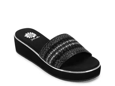 Yellow Box Guida Wedge Sandal In Black