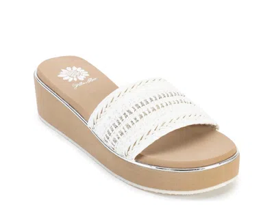 Yellow Box Guida Wedge Sandal In White