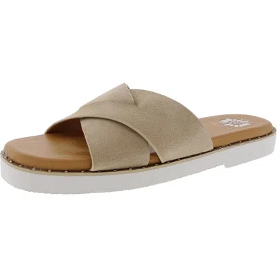 Yellow Box Hemes Womens Studded Suede Slide Sandals In Beige
