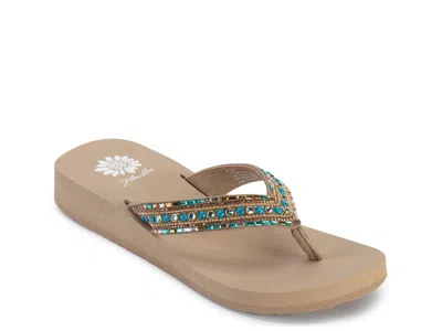 Yellow Box Jocasta Wedge Sandal In Taupe/multicolor
