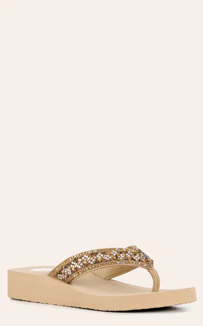 Yellow Box Ladies' Taupe Junia Bling Flip Flops In Neutral