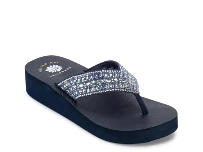 Yellow Box Laiken Wedge Sandal In Blue