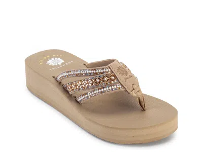 Yellow Box Laka Wedge Sandal In Brown