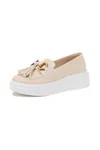Yellow Box Lss Slip On Platform Tassel Loafer/sneaker In Beige In Beige