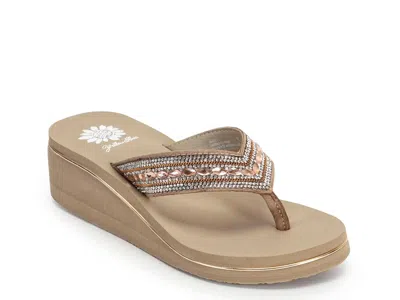 Yellow Box Marcy Wedge Sandal In Brown