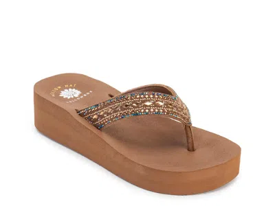 Yellow Box Pacific Wedge Sandal In Brown