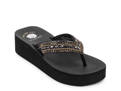 Yellow Box Pacific Wedge Sandal In Black