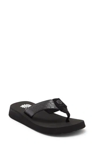 Yellow Box Premium Flax Platform Flip Flop In Black