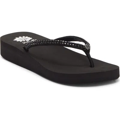 Yellow Box Premium Jello Flip Flop Jewelled Sandal In Black