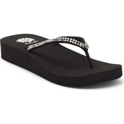 Yellow Box Premium Jello Flip Flop Jewelled Sandal In Black