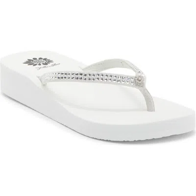 Yellow Box Premium Jello Flip Flop Jewelled Sandal In White