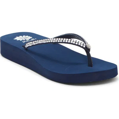Yellow Box Premium Jello Platform Flip Flop In Blue