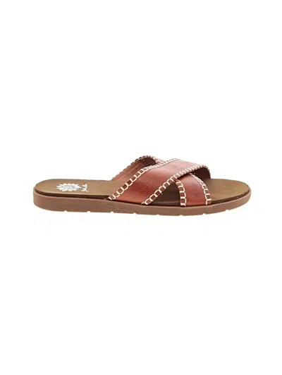 Pre-owned Yellow Box Sandals In Brown