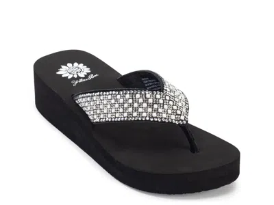 Yellow Box Sencha Wedge Sandal In Black
