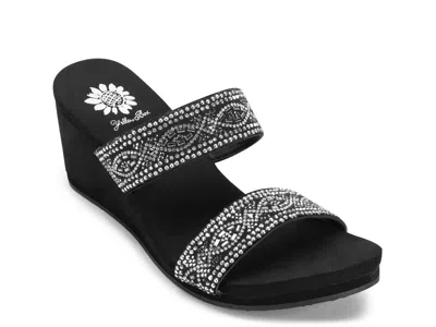 Yellow Box Sublime Wedge Sandal In Black