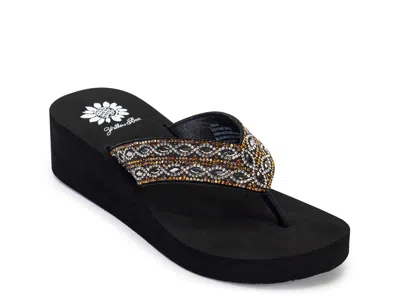 Yellow Box Teeny Wedge Sandal In Black