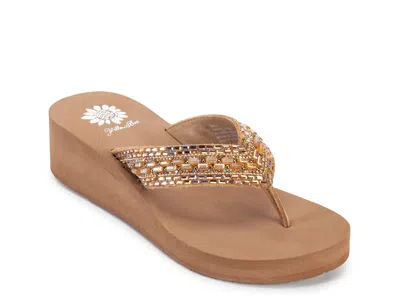 Yellow Box Thona Wedge Sandal In Neutral