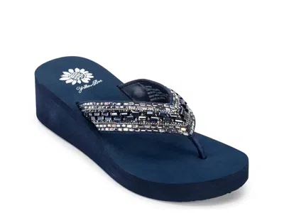 Yellow Box Thona Wedge Sandal In Blue