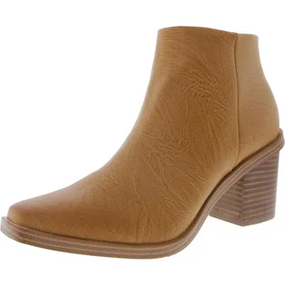 Yellow Box Velta Womens Cushioned Footbed Faux Leather Booties In Brown