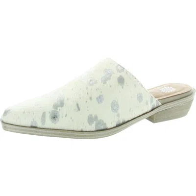 Yellow Box Warden Womens Padded Insole Fur Mules In Silver