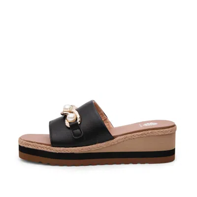 Yellow Box Women's Adelfia Sporty Wedge Sandal In Black And Pearl