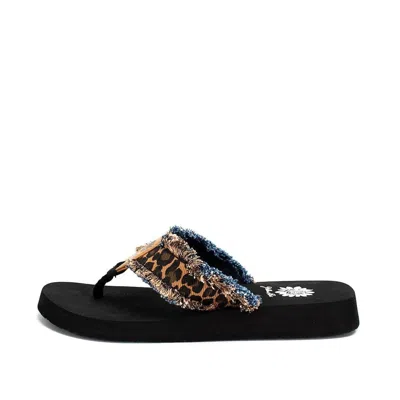 Yellow Box Women's Chic Twist With Fringe Flipflop In Tan Leopard Print In Black