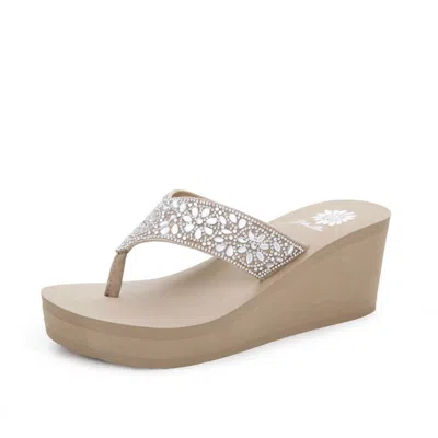 Yellow Box Women's Enola Wedge Flip Flop Sandal In Taupe In Neutral