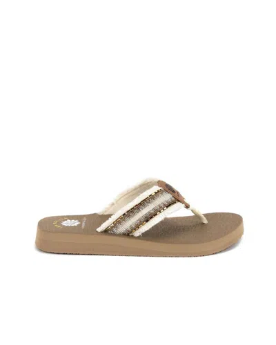 Yellow Box Women's Nassau Beaded Flip Flops In Beige In Multi