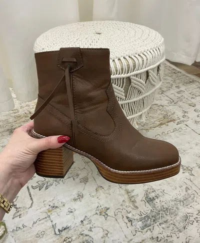 Yellow Box Women's Platform Bootie In Chocolate Brown