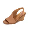 Yellow Box Women's Valdosta Slingback Wedge Sandal In Almond In Pink