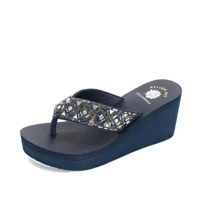 Yellow Box Women's Whittier Wedge Sandal In Navy Multi