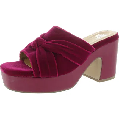 Yellow Box Womens Padded Insole Velvet Block Heel In Pink