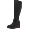 Yellow Box Womens Zipper Faux Leather Wedge Boots In Black