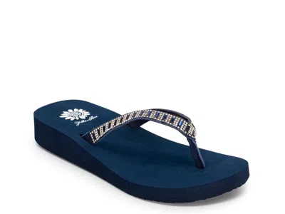 Yellow Box Zemily Wedge Sandal In Blue