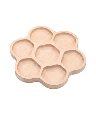 Yellow Door Natural Flower Tactile Tray With 6 Sections In Brown