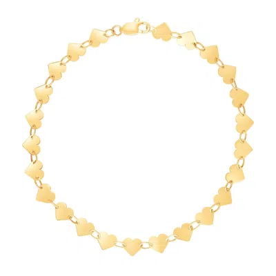 Yellow Gold 14k  7 Inch Mirrored Heart Chain Bracelet (5.00 Mm)