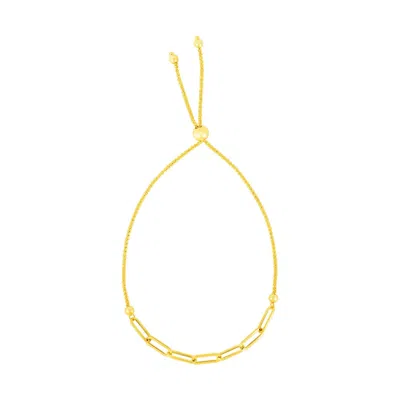 Yellow Gold 14k  Adjustable Bracelet With Paperclip Chain (1.00 Mm)