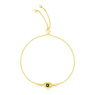 Yellow Gold 14k  Adjustable Evil Eye Bracelet (1.00 Mm)