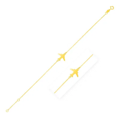 Yellow Gold 14k  Airplane Bracelet (1.00 Mm)