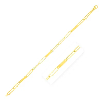 Yellow Gold 14k  Alternating Paperclip Chain Link And Gold Bar Bracelet (3.60 Mm)