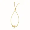 Yellow Gold 14k  Anchor Design Adjustable Lariat Bracelet In Yellow