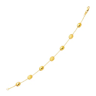 Yellow Gold 14k  Bracelet With Textured And Polished Pebble Stations (6.35 Mm)