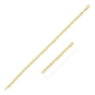 Yellow Gold 14k  Braided Herringbone Bracelet (3.20 Mm)