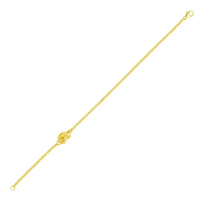 Yellow Gold 14k  Chain Bracelet With Polished Knot (7.50 Mm)