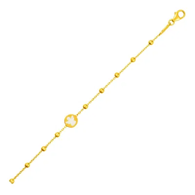 Yellow Gold 14k  Childrens Bracelet With Angel And Beads