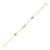 Yellow Gold 14k  Childrens Bracelet With Enameled Heart Unicorn And Circle In Gold