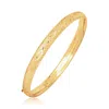 Yellow Gold 14k  Diamond Cut Design Dome Motif Children's Bangle In Yellow