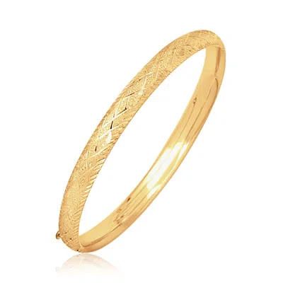 Yellow Gold 14k  Diamond Cut Design Dome Motif Children's Bangle