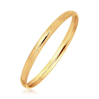 Yellow Gold 14k  Dome Style Children's Bangle With Diamond Cuts